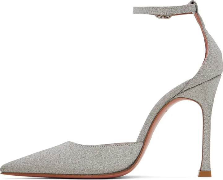 Amina Muaddi Silver Kim Pump Heels - Image 3