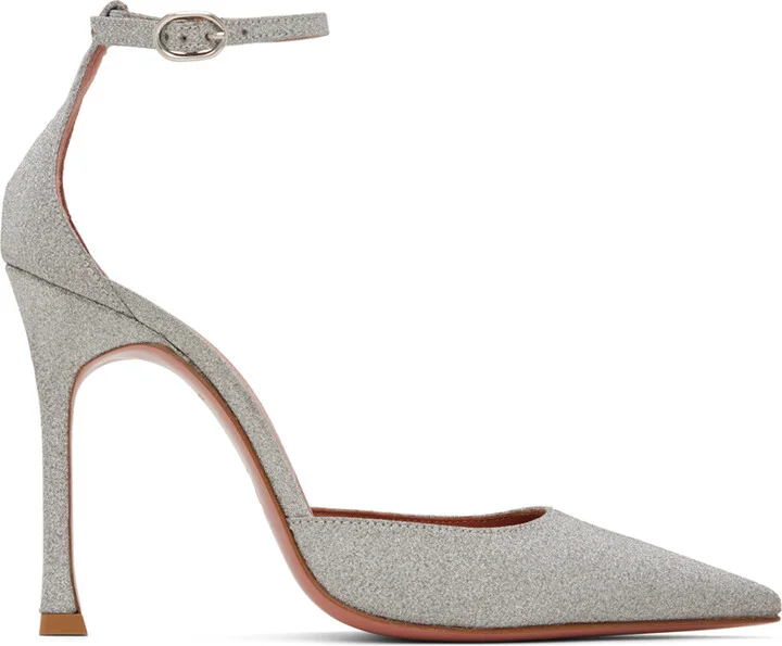 Amina Muaddi Silver Kim Pump Heels