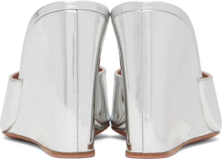 Amina Muaddi Silver Lupita Wedge Heeled Sandals - Image 2