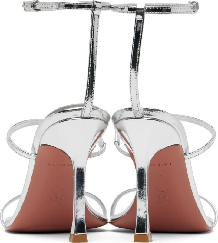 Amina Muaddi Silver Maya Heeled Sandals - Image 2