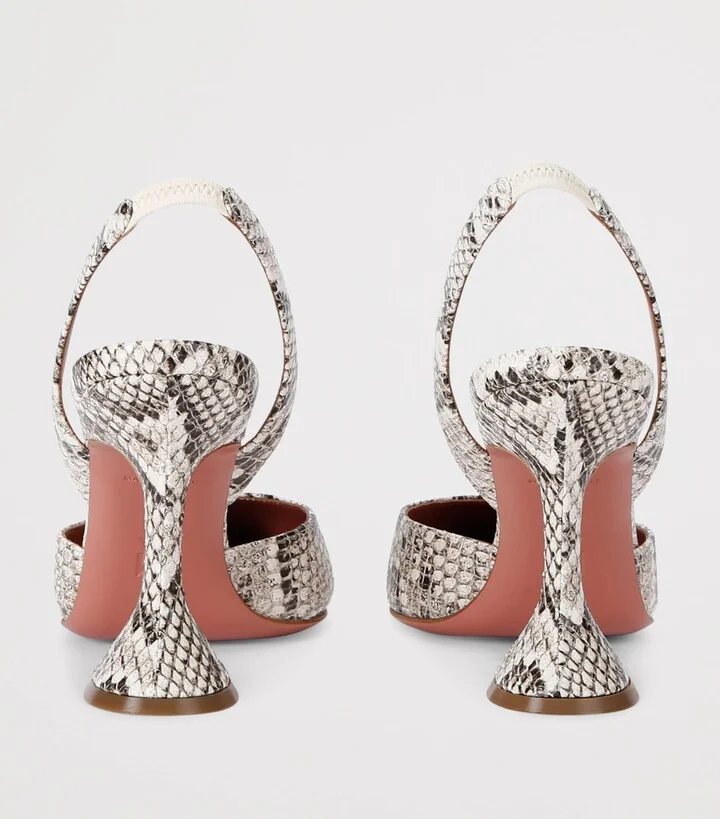 Amina Muaddi Snake Print Holli Slingback Pumps 95 - Image 2