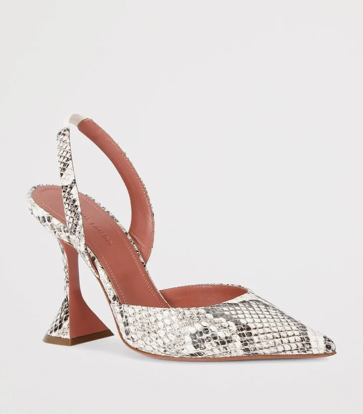 Amina Muaddi Snake Print Holli Slingback Pumps 95 - Image 3