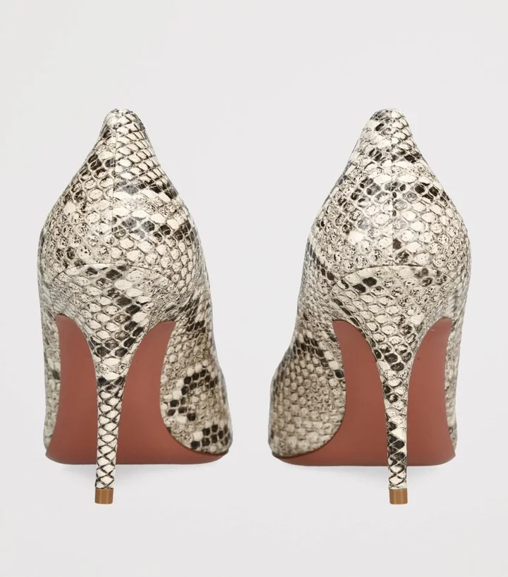 Amina Muaddi Snakeskin Print Barbara Pumps 90 - Image 2