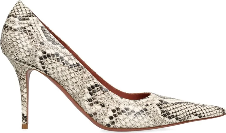 Amina Muaddi Snakeskin Print Barbara Pumps 90