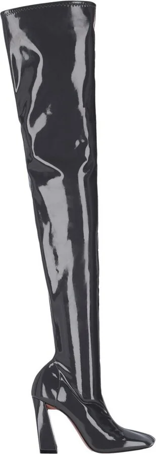 Amina Muaddi Square-Toe Knee-High Boots