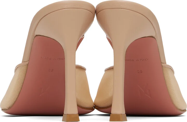Amina Muaddi SSENSE Exclusive Beige Alexa Mesh 95 Heeled Sandals - Image 2