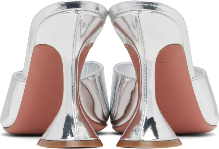 Amina Muaddi SSENSE Exclusive Silver Lupita Slipper 95 Heeled Sandals - Image 2