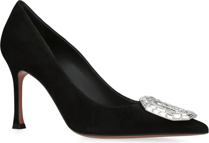 Amina Muaddi Suede Camelia Pumps 90 - Image 5
