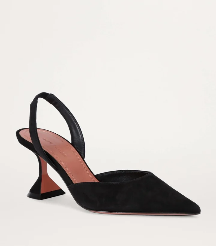 Amina Muaddi Suede Holli Slingback Pumps 70 - Image 3