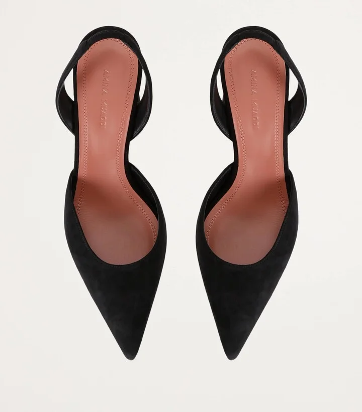 Amina Muaddi Suede Holli Slingback Pumps 70 - Image 4