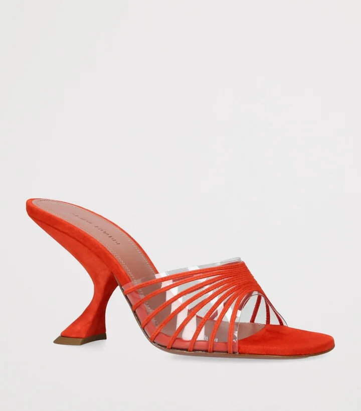 Amina Muaddi Suede Mookie Heeled Mules 90 - Image 3