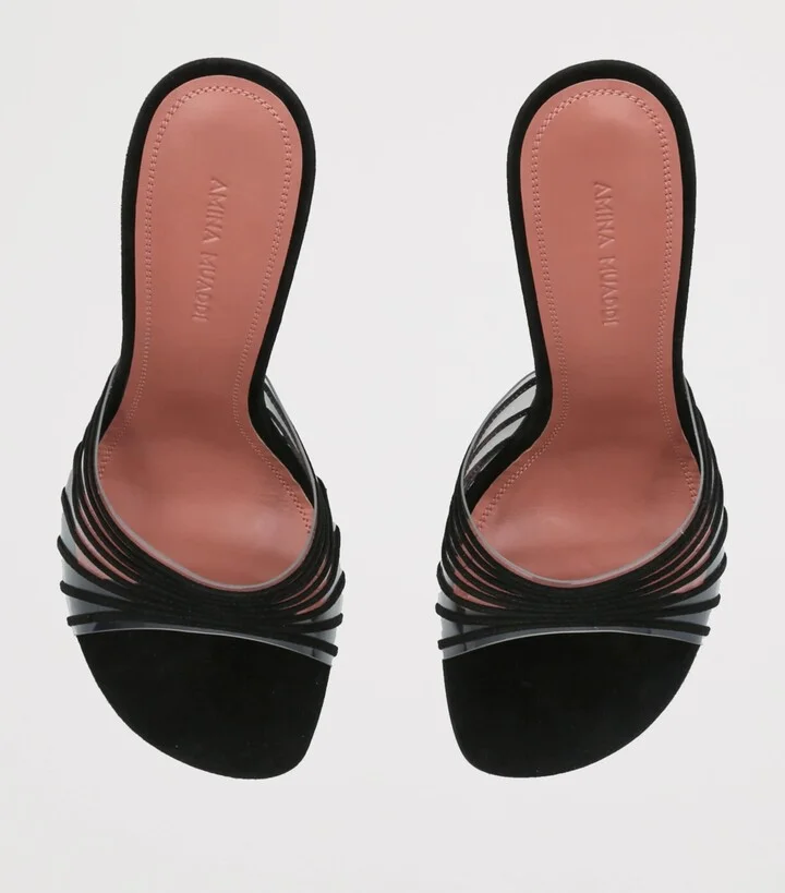 Amina Muaddi Suede Mookie Mules 90 - Image 4