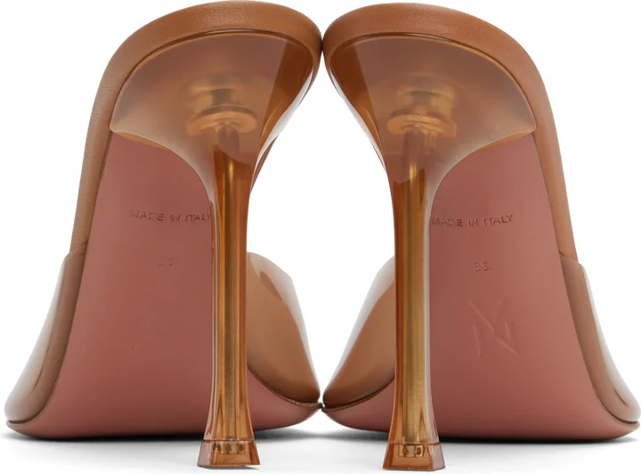 Amina Muaddi Tan Alexa Glass Slipper 105 Heeled Sandals - Image 2
