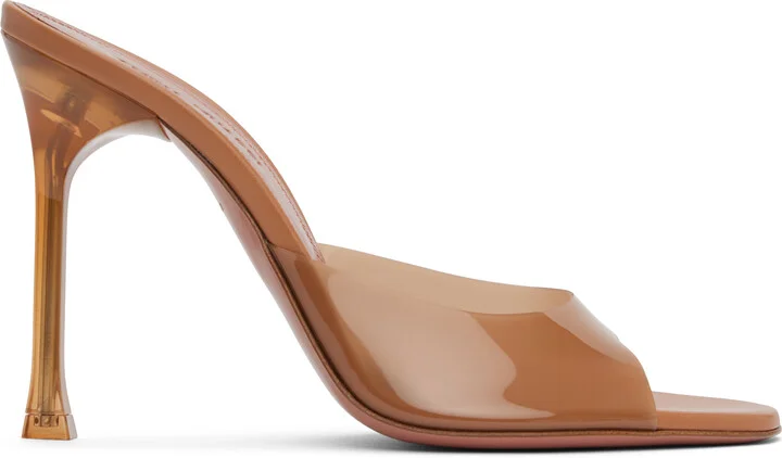 Amina Muaddi Tan Alexa Glass Slipper 105 Heeled Sandals