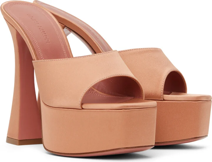 Amina Muaddi Tan Dalida Heeled Sandals - Image 4
