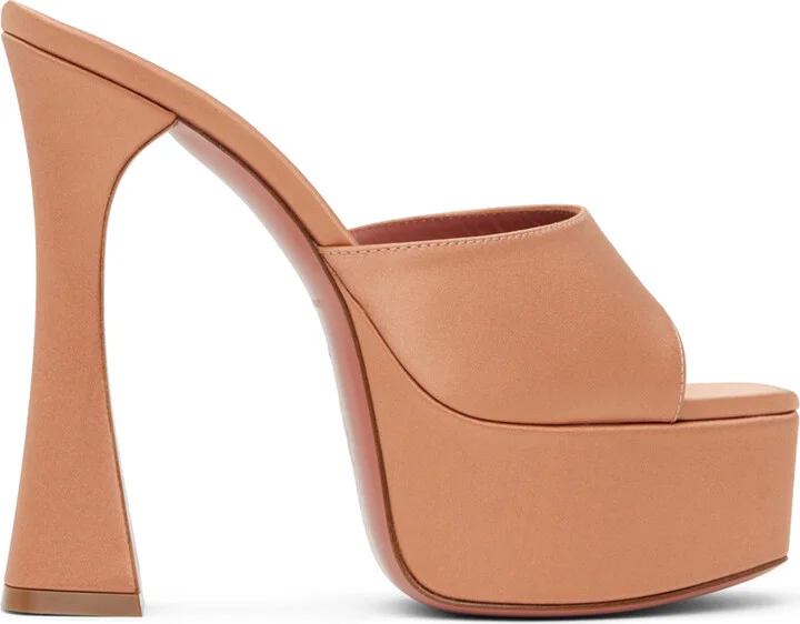 Amina Muaddi Tan Dalida Heeled Sandals