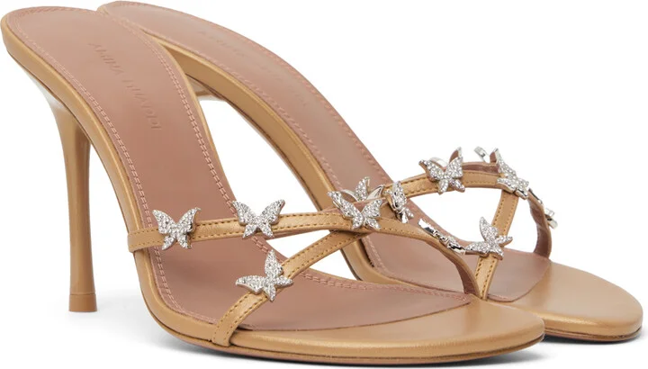Amina Muaddi Tan Debora Heeled Sandals - Image 4