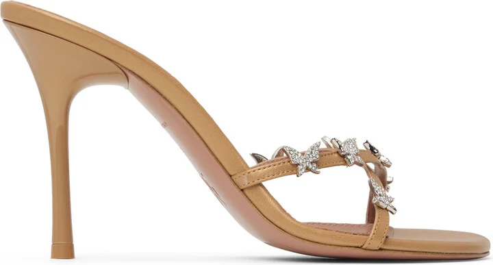 Amina Muaddi Tan Debora Heeled Sandals