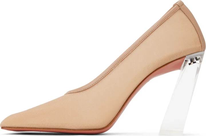 Amina Muaddi Tan Half Glass Pump Heels - Image 3