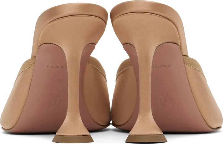 Amina Muaddi Tan Lila Slipper 95 Heels - Image 2