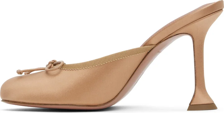 Amina Muaddi Tan Lila Slipper 95 Heels - Image 3