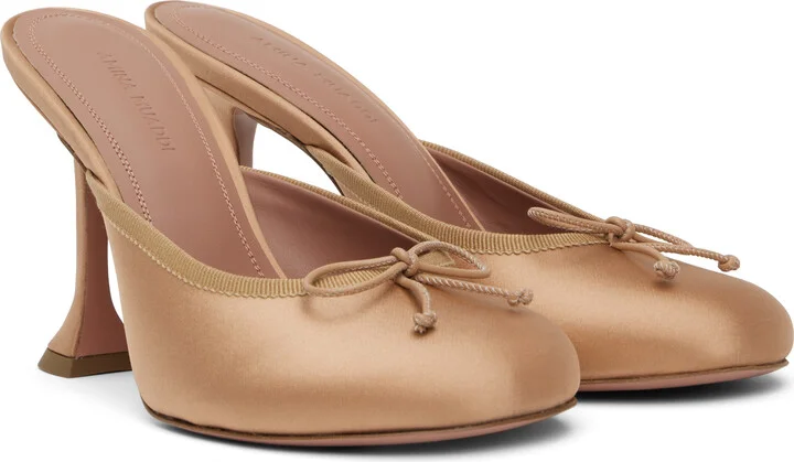 Amina Muaddi Tan Lila Slipper 95 Heels - Image 4