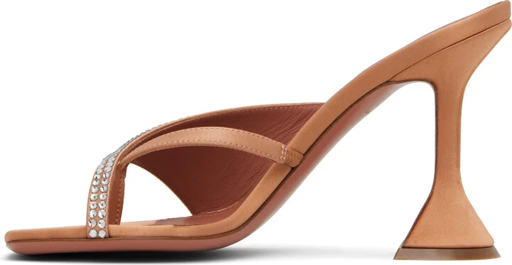 Amina Muaddi Tan Shiona Slipper 95 Heeled Sandals - Image 3