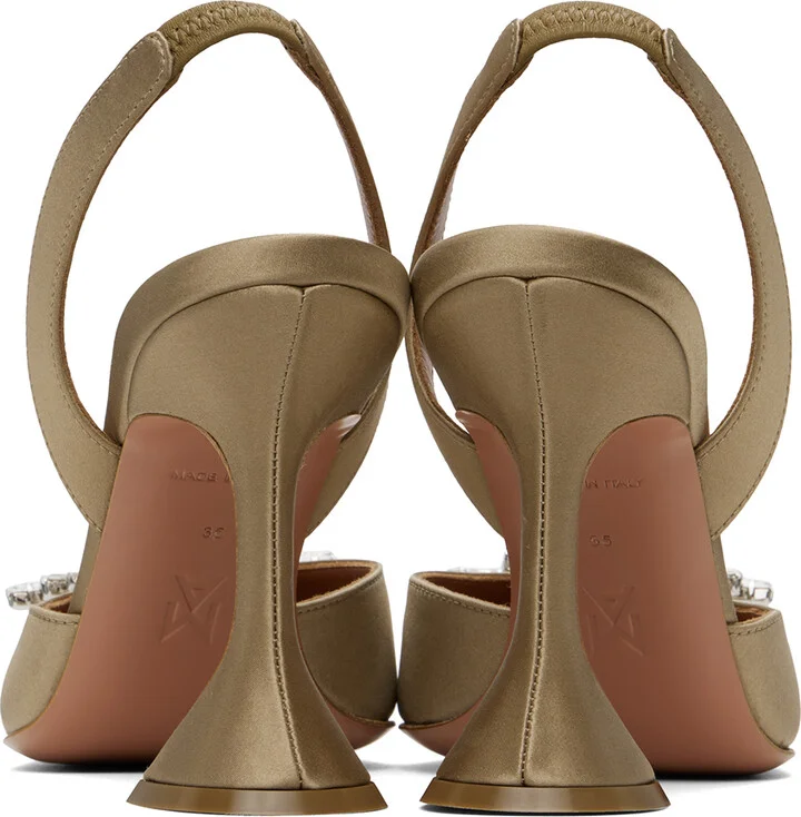 Amina Muaddi Taupe Begum Sling Heels - Image 2