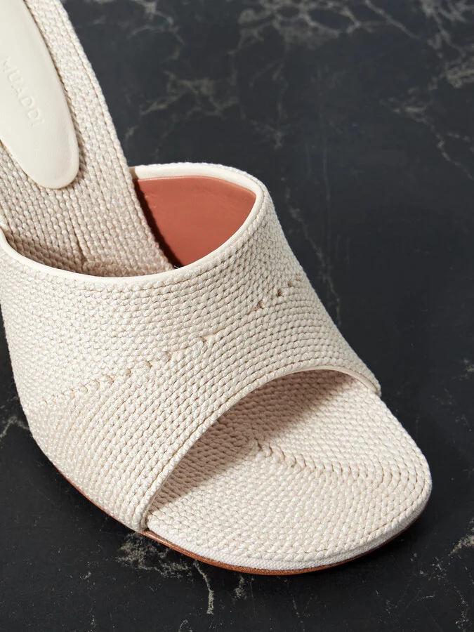 Amina Muaddi - Taylor Canvas Mules - Neutrals - Image 4