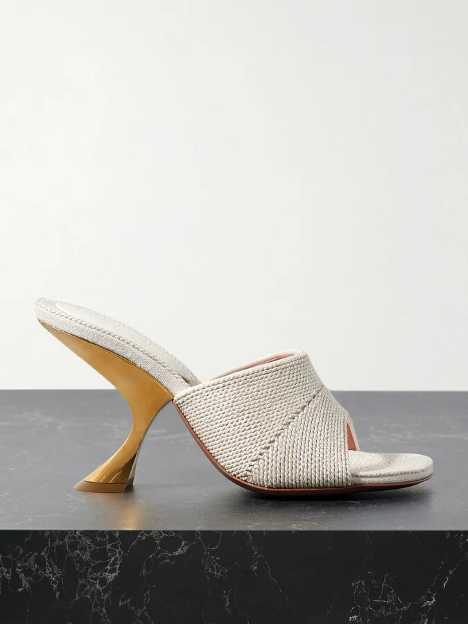 Amina Muaddi - Taylor Canvas Mules - Neutrals