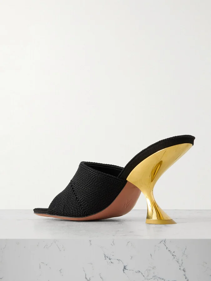 Amina Muaddi - Taylor Cotton Mules - Black - Image 3