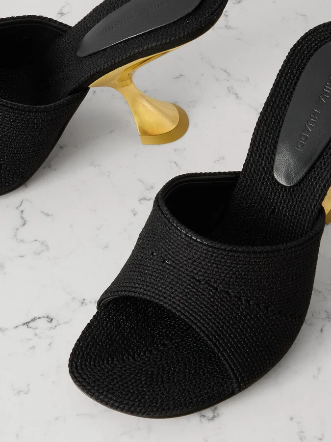 Amina Muaddi - Taylor Cotton Mules - Black - Image 4