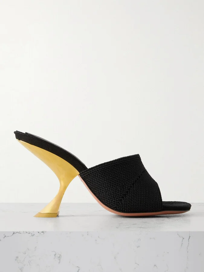 Amina Muaddi - Taylor Cotton Mules - Black