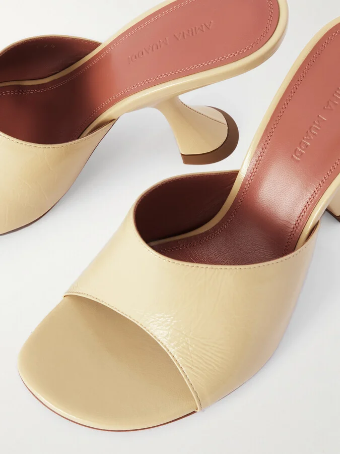 Amina Muaddi - Taylor Patent-leather Mules - Neutrals - Image 4