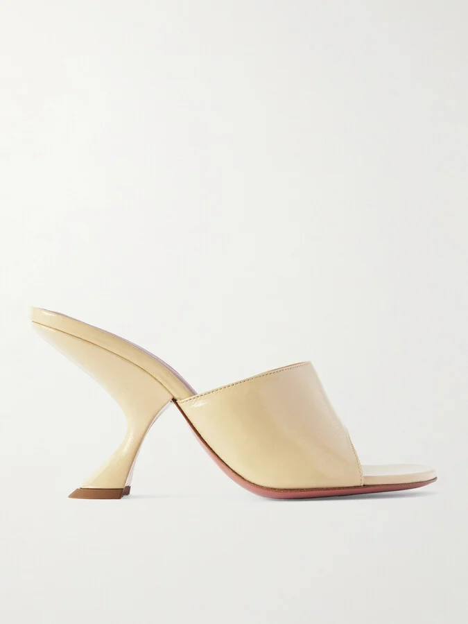 Amina Muaddi - Taylor Patent-leather Mules - Neutrals