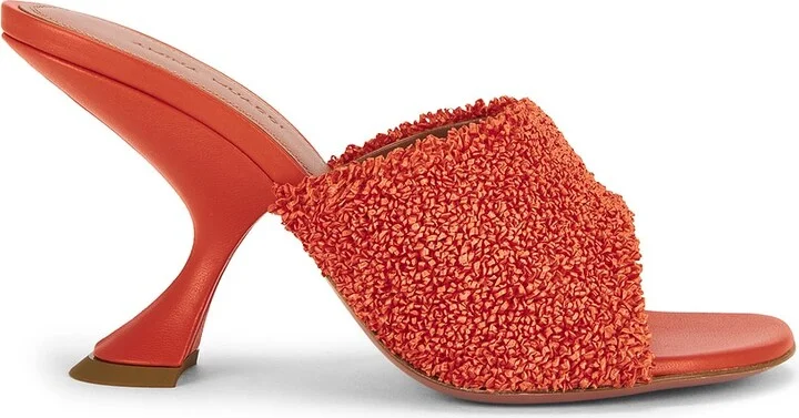 AMINA MUADDI Taylor Raffia 90 Slipper in Tangerine