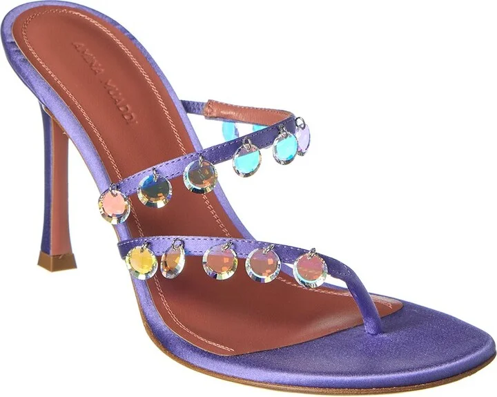 Amina Muaddi Tina Satin Sandal