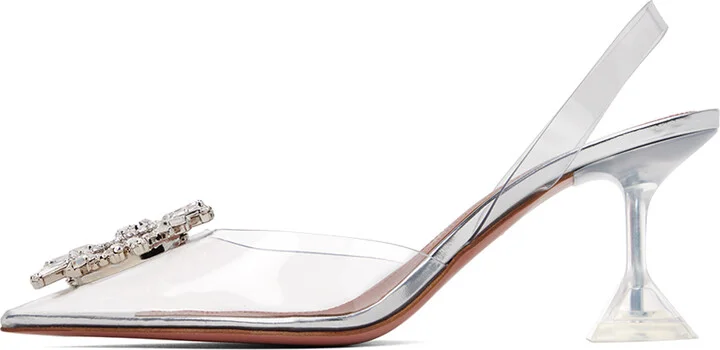 Amina Muaddi Transparent Begum Glass Sling 70 Heels - Image 3