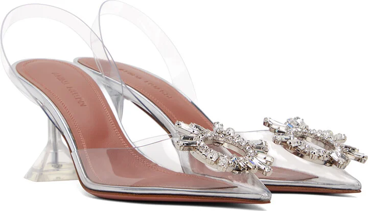Amina Muaddi Transparent Begum Glass Sling 70 Heels - Image 4