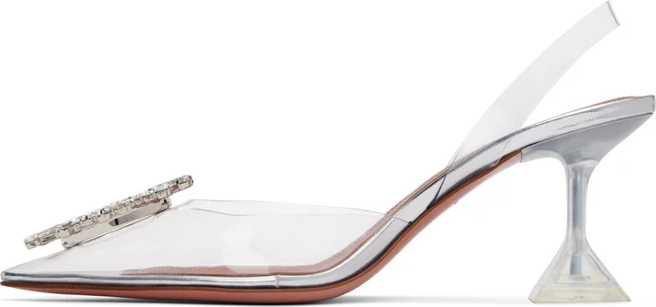 Amina Muaddi Transparent Begum Glass Sling 70 Heels - Image 3