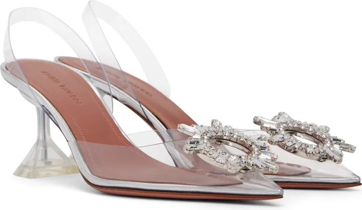 Amina Muaddi Transparent Begum Glass Sling 70 Heels - Image 4