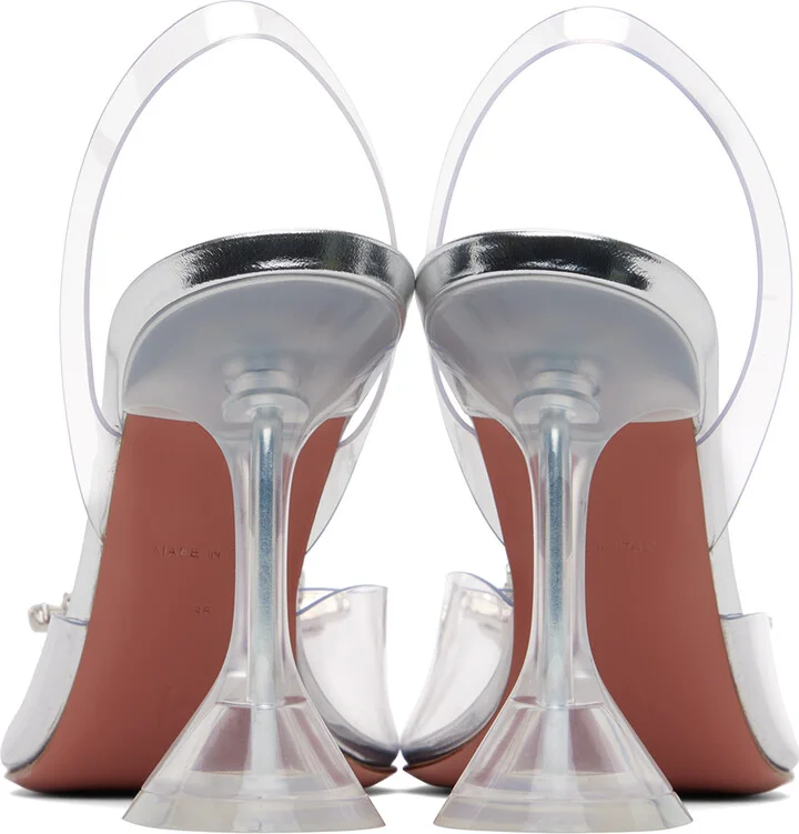 Amina Muaddi Transparent Begum Glass Sling 95 Heels - Image 2
