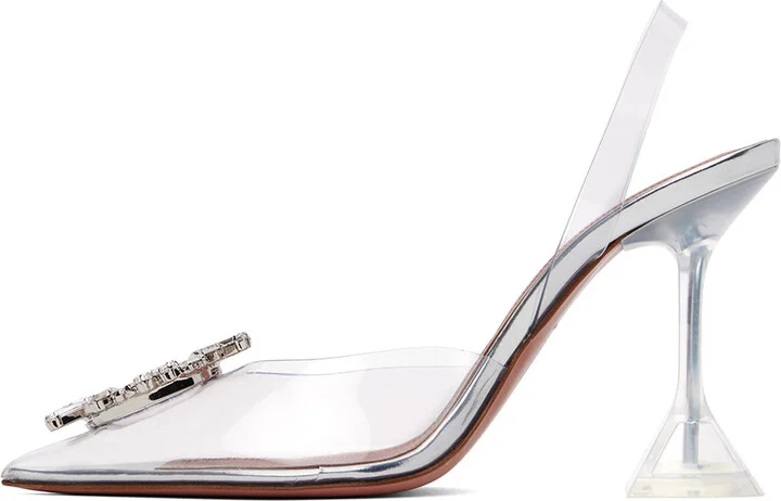 Amina Muaddi Transparent Begum Glass Sling 95 Heels - Image 3