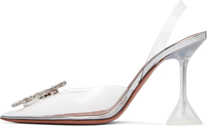 Amina Muaddi Transparent Begum Glass Sling Heels - Image 3