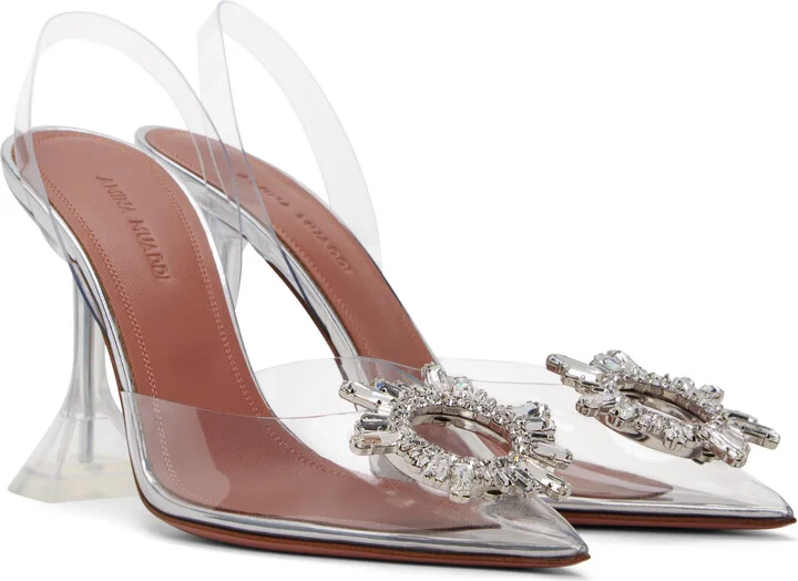 Amina Muaddi Transparent Begum Glass Sling Heels - Image 4