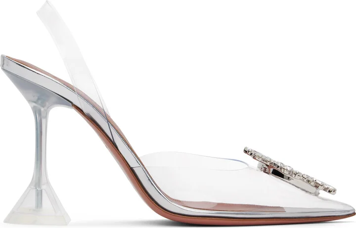 Amina Muaddi Transparent Begum Glass Sling Heels