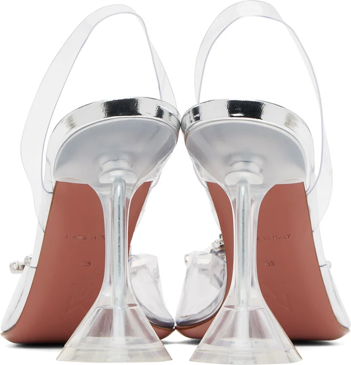 Amina Muaddi Transparent Begum Glass Slingback Heels - Image 2