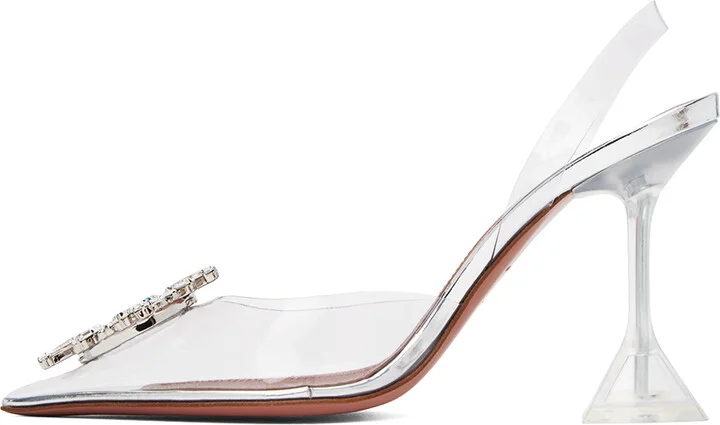 Amina Muaddi Transparent Begum Glass Slingback Heels - Image 3