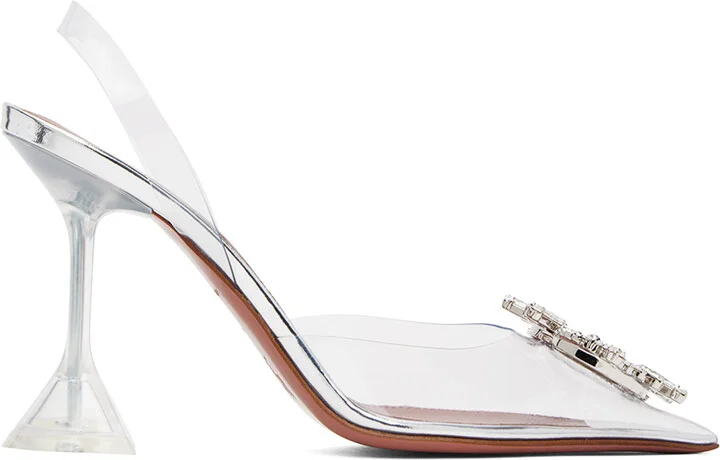 Amina Muaddi Transparent Begum Glass Slingback Heels