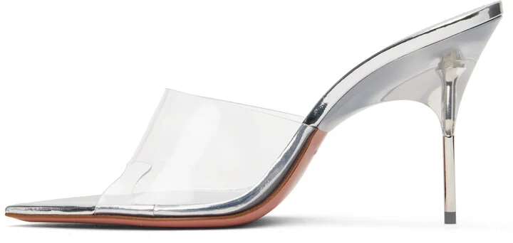 Amina Muaddi Transparent Bianca Glass Slipper 95 Mules - Image 3